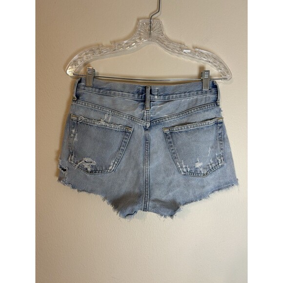 AGOLDE Parker Cutoff Shorts Size 26 Light Wash Distressed Denim High Rise - Picture 2 of 5